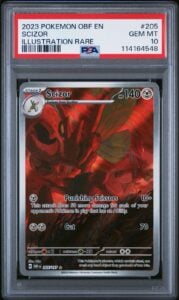 2023 Pokemon Obsidian Flames Scizor 205/197 Illustration Rare PSA 10