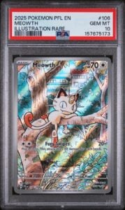 2025 Pokemon Pfl En-Phantasmal Flames #106 Meowth Illustration Rare PSA 10