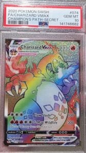 Charizard VMAX PSA 10 Champion’s Path Rainbow Rare Full Art 074/073 Pokemon Card