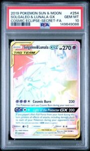 PSA 10 SOLGALEO & LUNALA GX 254 COSMIC ECLIPSE SECRET RAINBOW SUN & MOON POKEMON