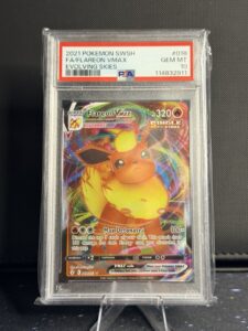 2021 POKEMON SWORD & SHIELD EVOLVING SKIES #018 FULL ART/FLAREON VMAX PSA 10