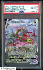 2021 Pokemon SWSH Evolving Skies Secret #218 FA Rayquaza VMAX PSA 10