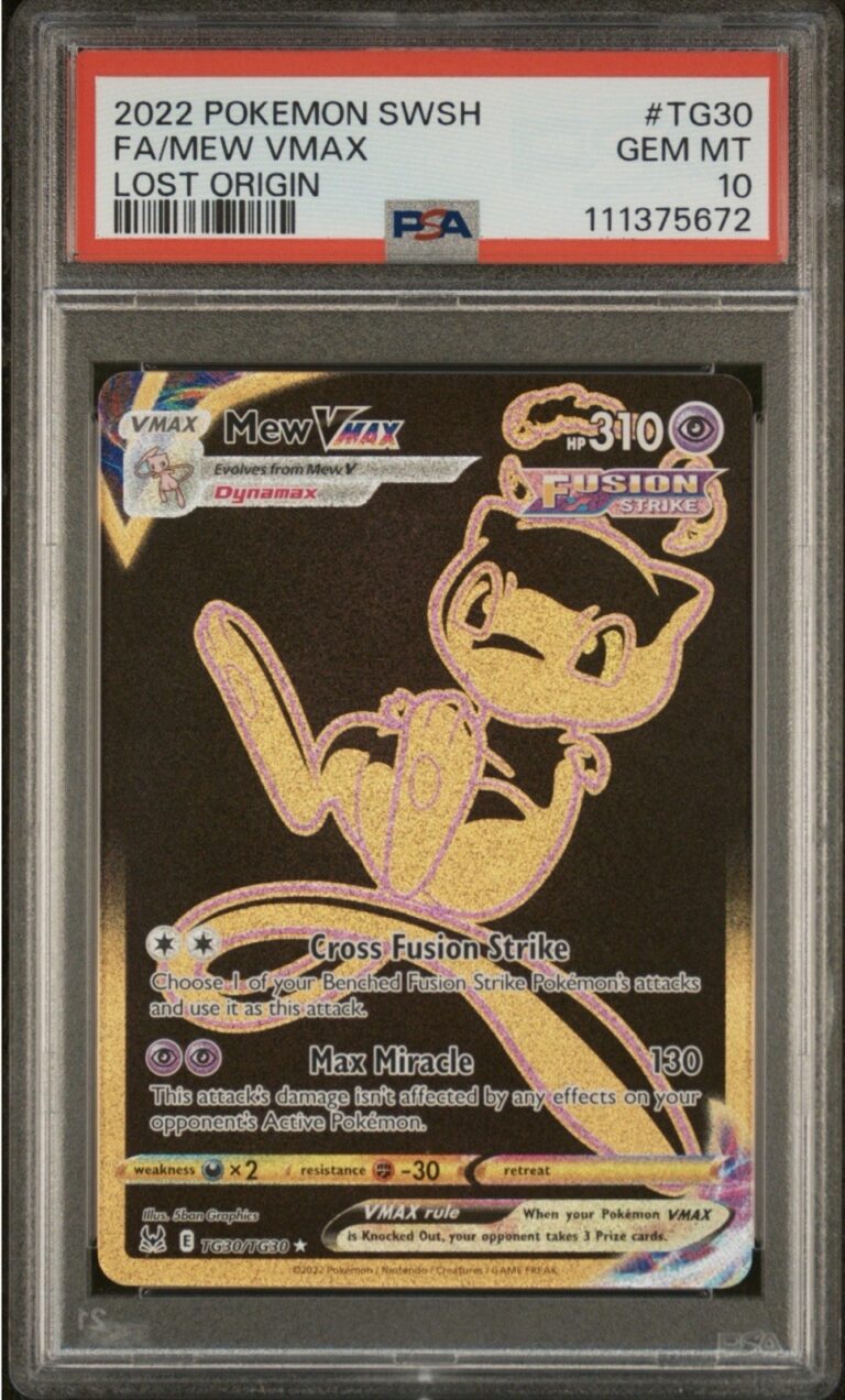 2022 POKEMON SWORD & SHIELD LOST ORIGIN TG30 FULL ART MEW VMAX PSA 10