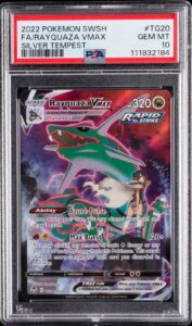 2022 POKEMON SWORD & SHIELD SILVER TEMPEST #TG20 FULL ART/RAYQUAZA VMAX PSA 10
