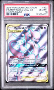 PSA 10 Mewtwo & Mew GX 222/226 Unified Minds Full Art Sun & Moon Pokémon