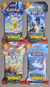 Pokemon 4x TCG: Surging Sparks Sleeved Booster Pack – ART SET