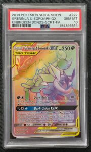 Pokemon Greninja and Zoroark GX Rainbow Rare 222 PSA 10