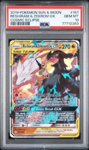 Pokemon Sun & Moon Cosmic Eclipse Reshiram & Zekrom GX PSA 10 Tag Team