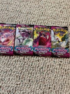 Pokemon Sword & Shield – Fusion Strike Booster Pack Art Set of 4 New/Sealed
