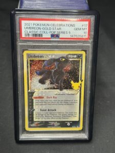 Umbreon Gold Star 17/17 Holo Celebrations PSA 10 – FREE SHIPPING (With Guard)