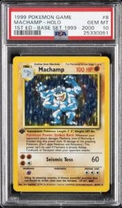 1999 POKEMON GAME 1ST EDITION-1999-2000 COPYRIGHT #8 MACHAMP-HOLO PSA 10