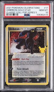 2021 POKEMON CELEBRATIONS CLASSIC COLLECTION #17 UMBREON-GOLD STAR PSA 10
