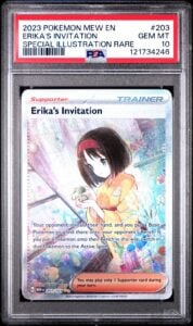 2023 POKEMON MEW EN-151 SPECIAL ILLUSTRATION RARE #203 ERIKA’S INVITATION PSA 10