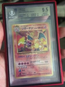 BGS 9.5 GEM MINT CHARIZARD BASE SET JAPANESE DOUBLE COSMOS SWIRL BETWEEN WINGS!