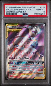 PSA 10 Solgaleo & Lunala GX FA Cosmic Eclipse 216/236 Pokemon #145030256