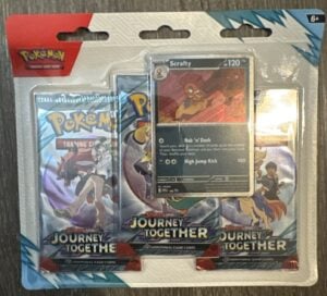 Pokemon Journey Together – Scrafty 3-Pack Booster Blister Factory Sealed🌀 Swirl