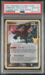 Pokemon Umbreon Gold Star Celebrations Classic Coll POP Series 5 Holo #17 PSA 10