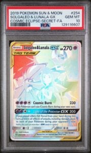 Solgaleo & Lunala GX Rainbow Rare 254/236 Pokemon Cosmic Eclipse PSA 10
