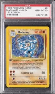 1999 POKEMON BASE SET 1ST EDITION #8 MACHAMP-HOLO PSA 10