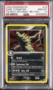 2004 POKEMON EX TEAM ROCKET RETURNS #19 DARK TYRANITAR-REVERSE FOIL PSA 10