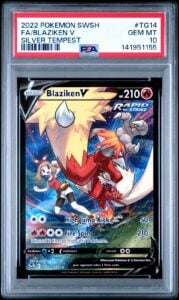 2022 POKEMON SWORD & SHIELD SILVER TEMPEST #TG14 FULL ART/BLAZIKEN V PSA 10