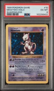 Mewtwo-Holo Shadowless 10 Pokemon Game NM PSA 6