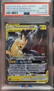 POKEMON INDONESIAN SUN & MOON TAG TEAM COLLECTION PIKACHU & ZEKROM GX PSA 10