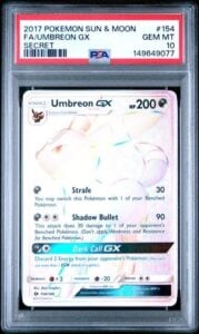 PSA 10 UMBREON GX 154 SUN & MOON SECRET RARE RAINBOW POKEMON GEM MINT