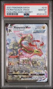 Pokemon Rayquaza VMAX Evolving Skies Secret Full Alt Art #218 PSA 10