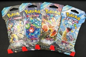Pokémon Stellar Crown Sleeved Booster Pack Art Set (4) (From Sealed Case)